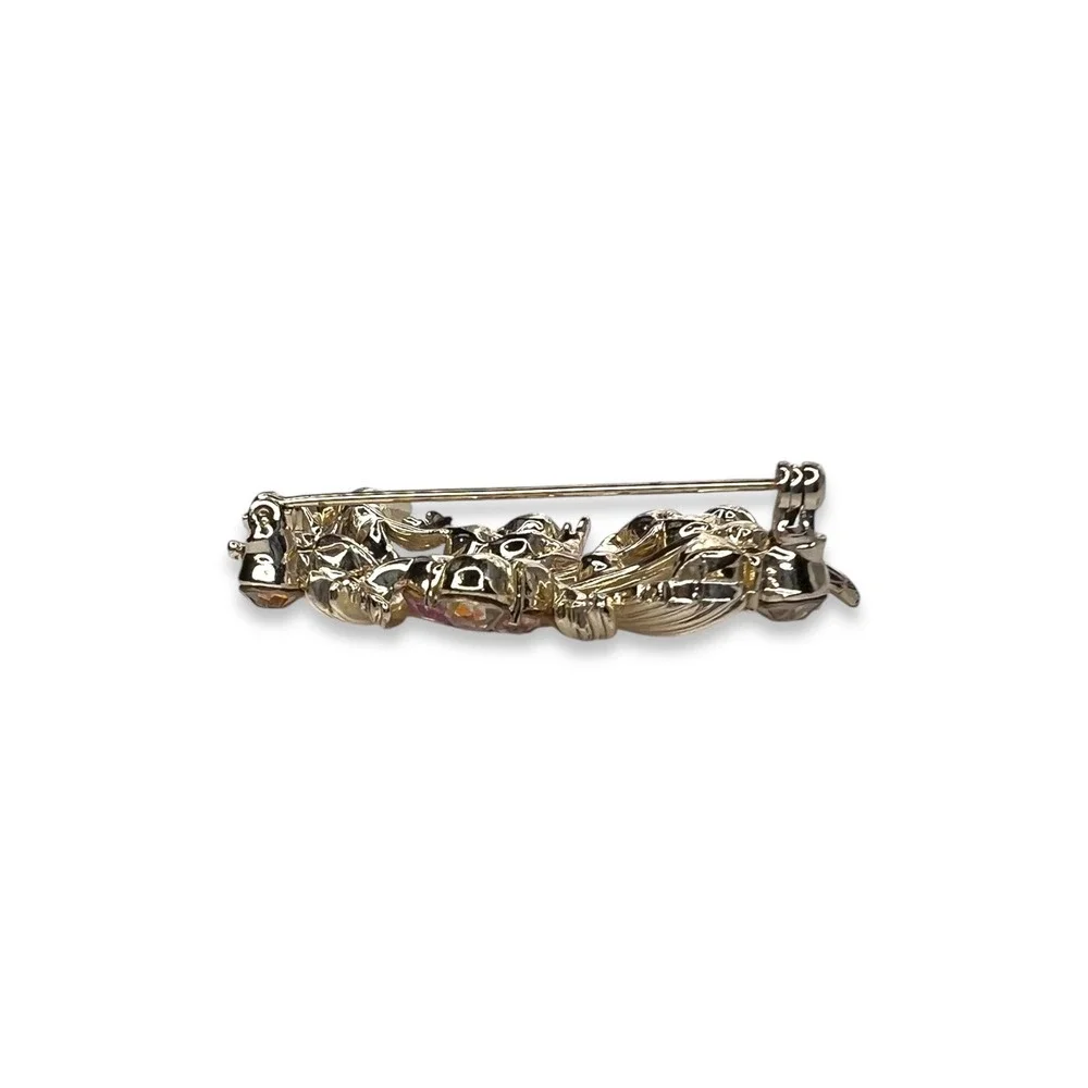 Vintage Lisner Brooch AB Stones Flower Bouquet Gold Tone Signed 50s 60s‎ Cottage